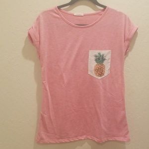 Pink cap sleeve shirt